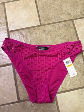 Carmen Marc Valvo Hot Pink Crochet Bikini Bottom